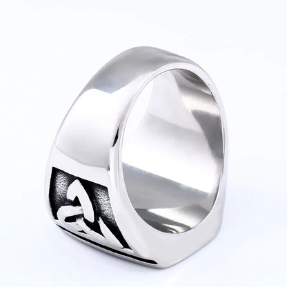 Punk Titanium Steel Valknut Signet Ring