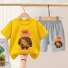 Summer Boys Sportswear Set Trendy Casual T-Shirt and Shorts Short-Sleeved Suit for Baby Boys