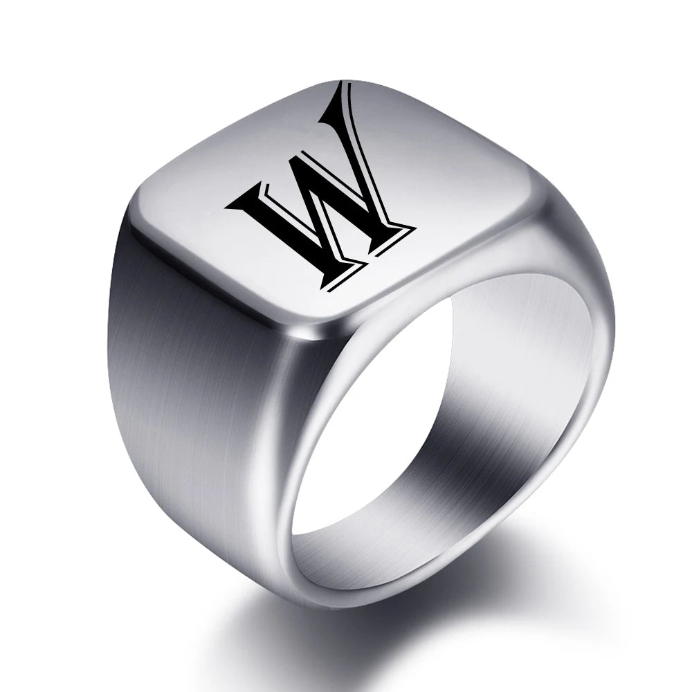 Engraved Stainless Steel Personalized Name Ring