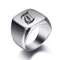 Initial Engrave Custom Rings For Men Stainless Steel Male Signet Blank Jewelry Ring Band High Polished Silver Tone U.S.Size