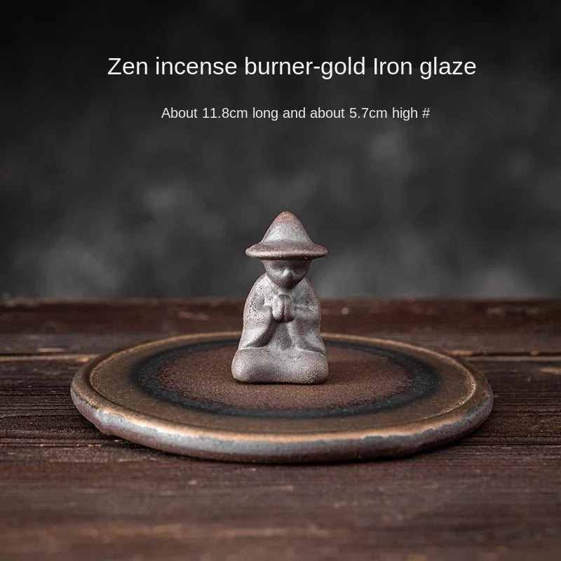 Japanese Gilding Iron Glaze Incense Holder Set Coil Burner Aromatherapy Furnace Incense Plate Mosquito Coil Bracket Diffuser