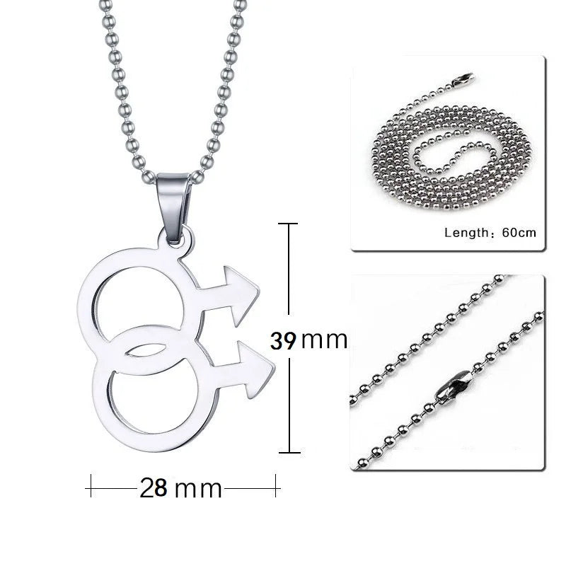 LGBT Pride Rainbow Symbol Necklace – Stainless Steel Pendant for Men & Women