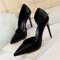 Soft PU Leather Show Thin Women Pumps Shallow Sexy Spring High Heels Pointed Toe Side Cut-Outs Ladies Party Shoes Office Fashion