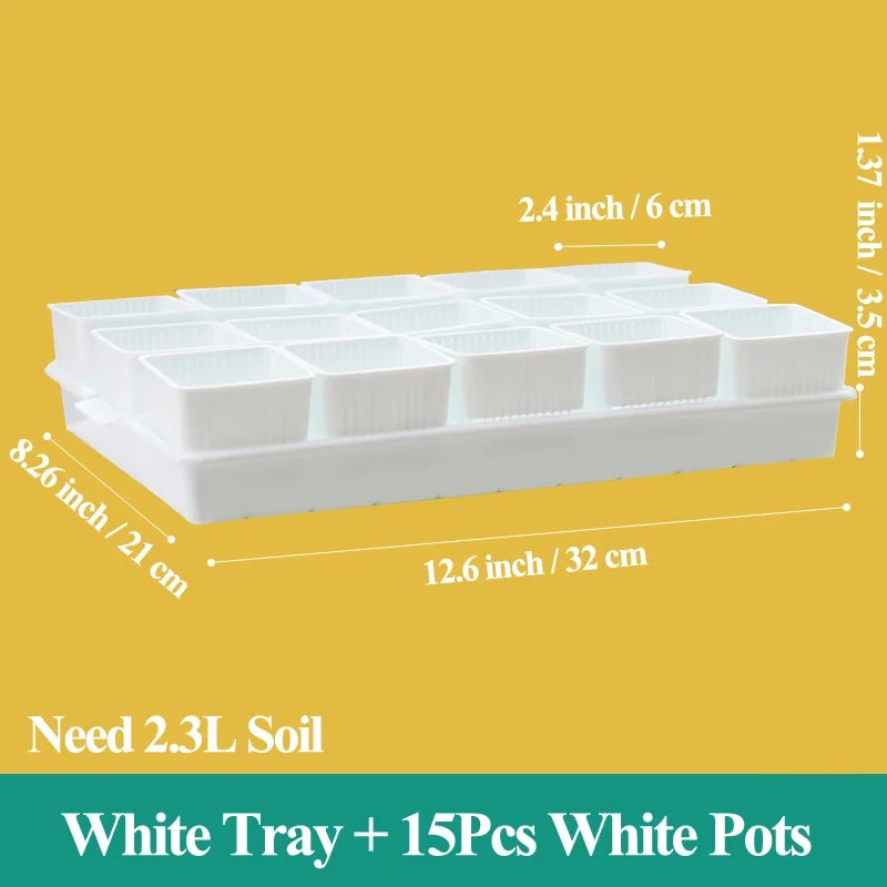 Meshpot Square Succulents Planter Pots With Tray Set,Nursery Pot Cactus Plant Pot Garden Plastic Pot Multi Size