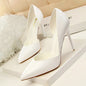 Soft PU Leather Show Thin Women Pumps Shallow Sexy Spring High Heels Pointed Toe Side Cut-Outs Ladies Party Shoes Office Fashion