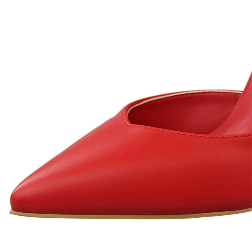 Soft PU Leather Show Thin Women Pumps Shallow Sexy Spring High Heels Pointed Toe Side Cut-Outs Ladies Party Shoes Office Fashion