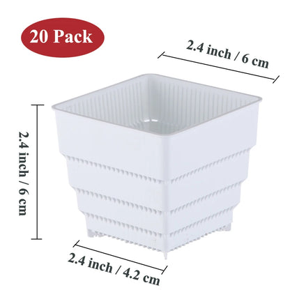 Meshpot Square Succulents Planter Pots With Tray Set,Nursery Pot Cactus Plant Pot Garden Plastic Pot Multi Size