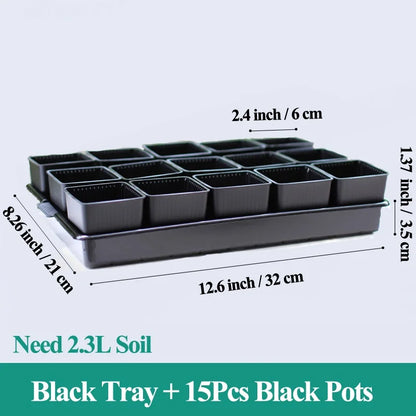 Meshpot Square Succulents Planter Pots With Tray Set,Nursery Pot Cactus Plant Pot Garden Plastic Pot Multi Size