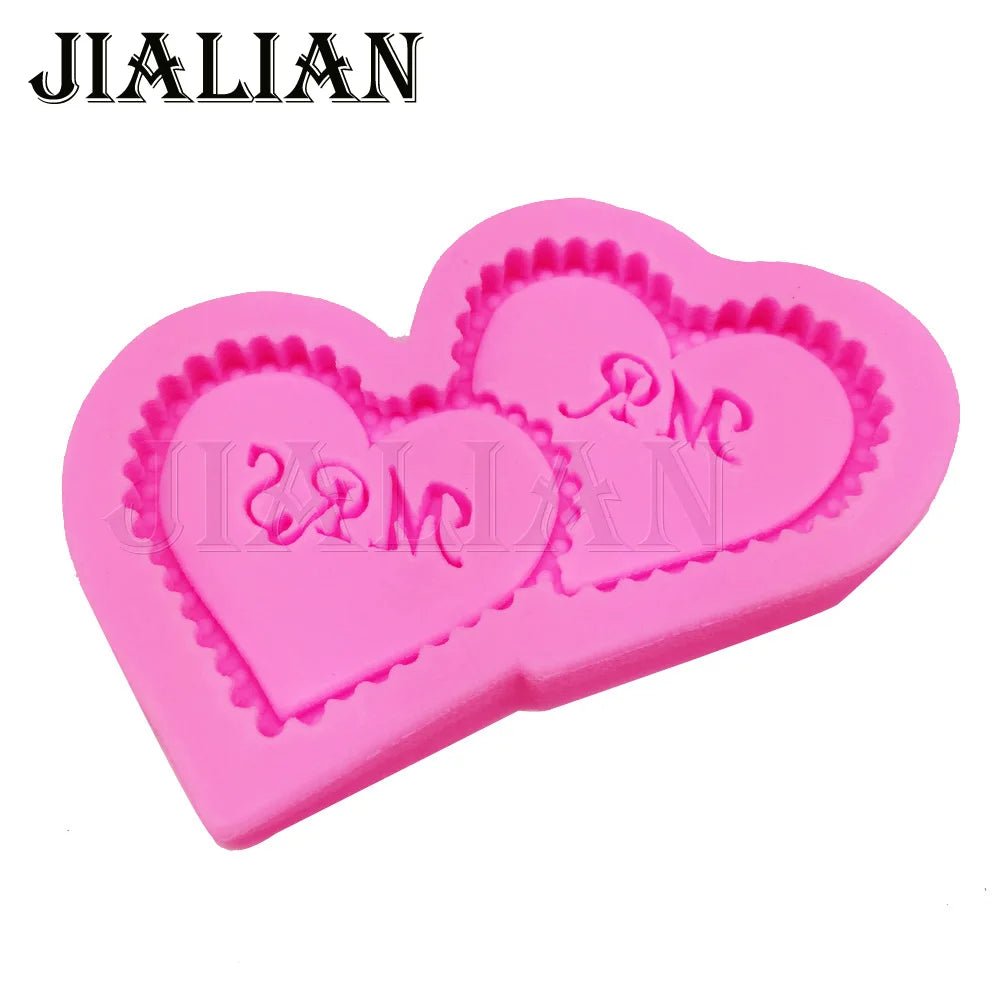 Mr & Mrs Heart Letter Silicone Mold – Fondant, Chocolate & Cookie Mould for Wedding Cake Decorating