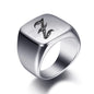 Initial Engrave Custom Rings For Men Stainless Steel Male Signet Blank Jewelry Ring Band High Polished Silver Tone U.S.Size