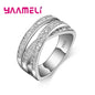 925 Sterling Silver Color Jewelry Crystal Inlay Overpass Cross Bague Bijoux 5-13
