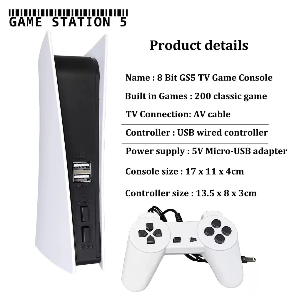 Dropshipping GS5 Game Console 8 Bit USB Wired Handheld Game Player 200 Classic Games Retro AV Output TV Gaming Console For Child
