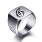 Initial Engrave Custom Rings For Men Stainless Steel Male Signet Blank Jewelry Ring Band High Polished Silver Tone U.S.Size