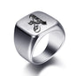 Initial Engrave Custom Rings For Men Stainless Steel Male Signet Blank Jewelry Ring Band High Polished Silver Tone U.S.Size