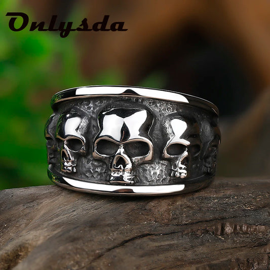 Steel Gothic Accessories Lost Skull Ring Anel Masculino Punk Jewelry Boyfriend Gift OSR731
