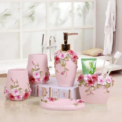 Five-piece Bathroom Set European Wash Accessories Set Bathroom supplies Kit Wedding Gift Set Bathroom Tray Makeup Mirror Tissue