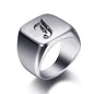 Initial Engrave Custom Rings For Men Stainless Steel Male Signet Blank Jewelry Ring Band High Polished Silver Tone U.S.Size