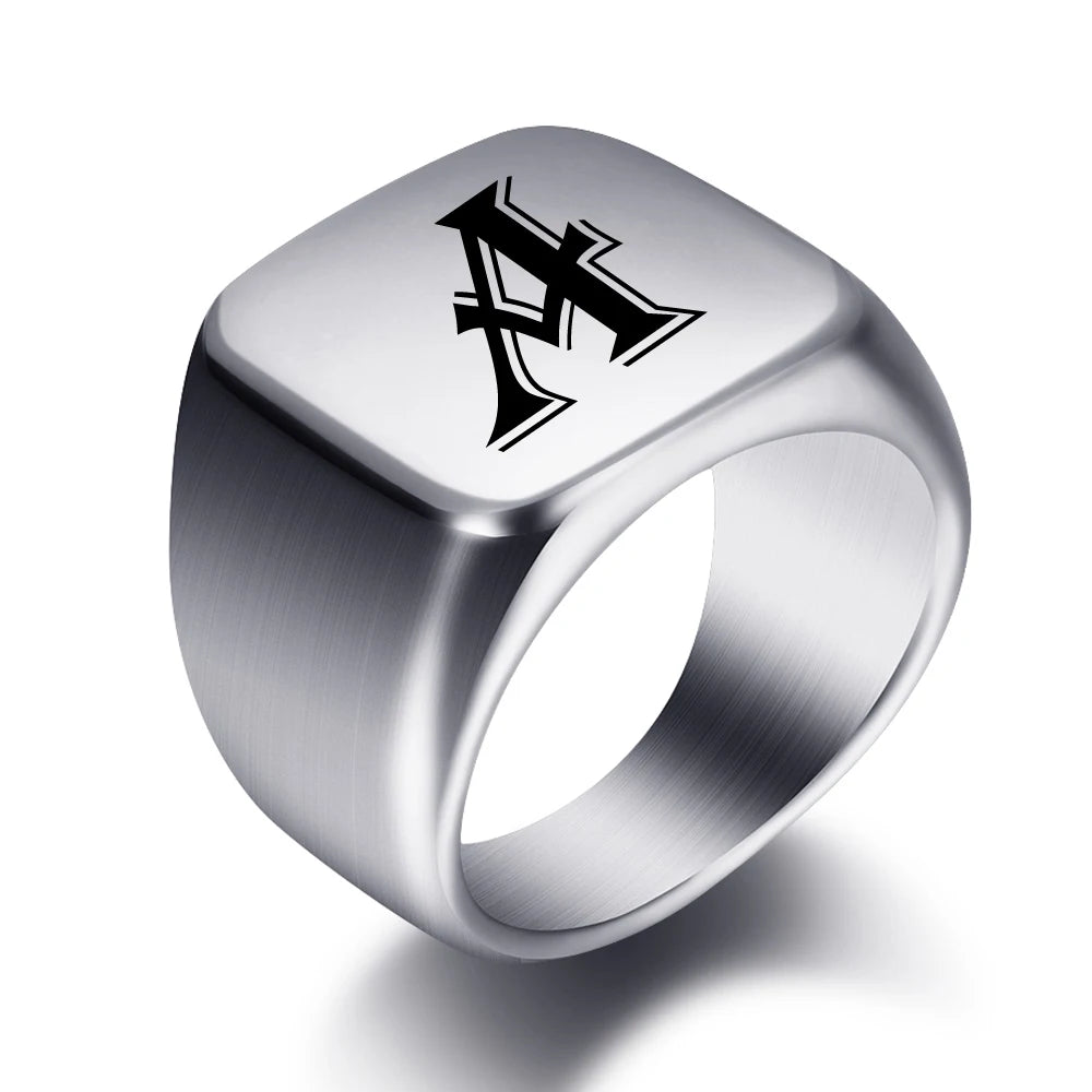 Engraved Stainless Steel Personalized Name Ring