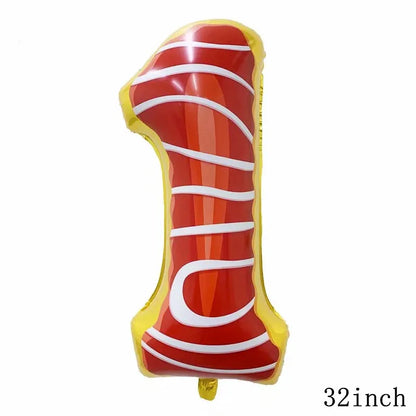 32Inch Donut globos Foil Balloon Fruit Ice Cream Helium Balloon Birthday Party Decoration Kids Toy Sweet Digital baby shower