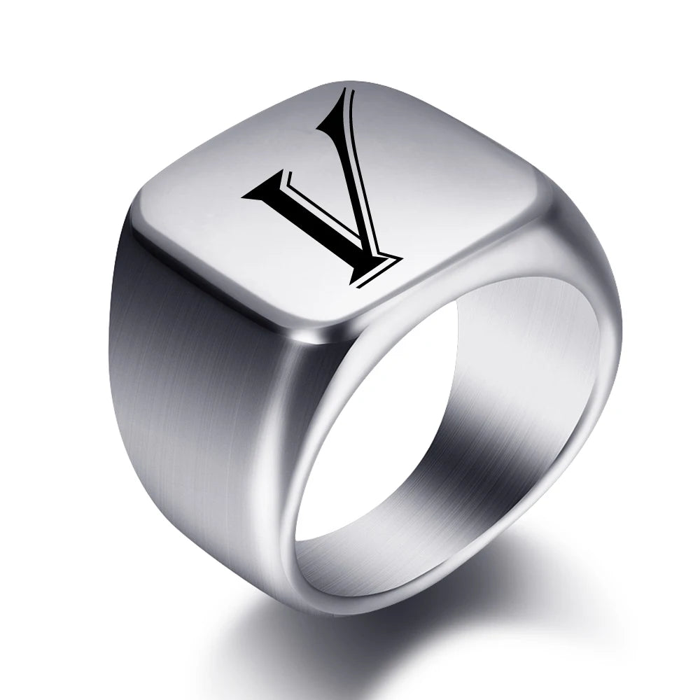 Engraved Stainless Steel Personalized Name Ring
