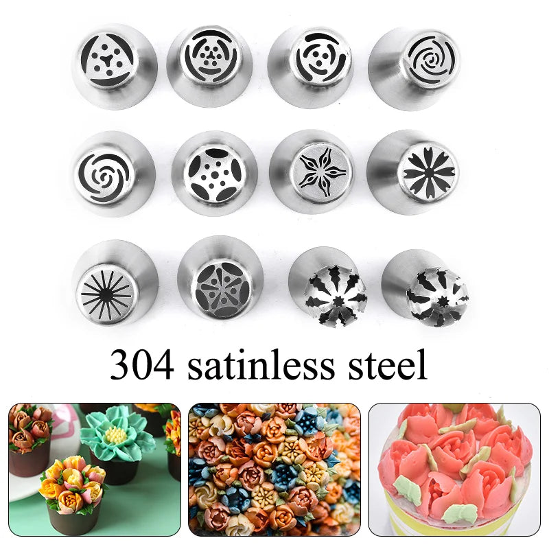 FAIS DU Russian Mounted Mouth Set Stainless Steel Kitchen Baking Supplies Set Cake Decoration Tools Nozzles Pastry Bag Set