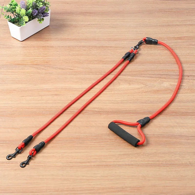Pet Dog Leash Nylon Rope Double Dual Two Heads Dogs Leash 2 Way Coupler Harness