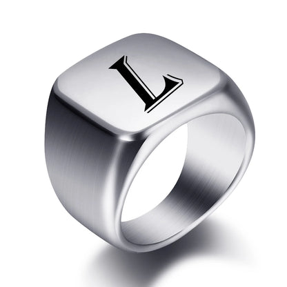 Engraved Stainless Steel Personalized Name Ring