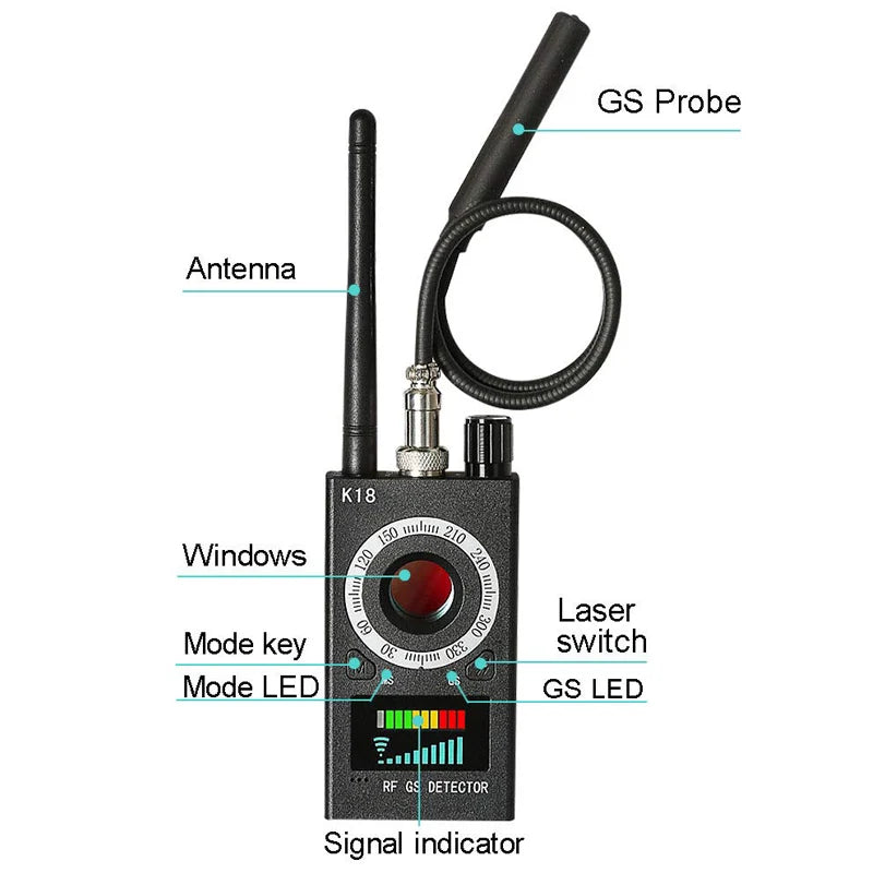 Camera Finder Anti Camera RF Scanner Anti-spy Bug Detector Upgrade RF Signal Detector K18 Original USB C Port