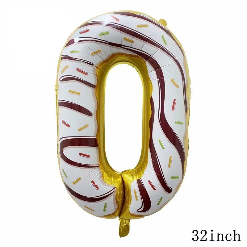 32Inch Donut globos Foil Balloon Fruit Ice Cream Helium Balloon Birthday Party Decoration Kids Toy Sweet Digital baby shower