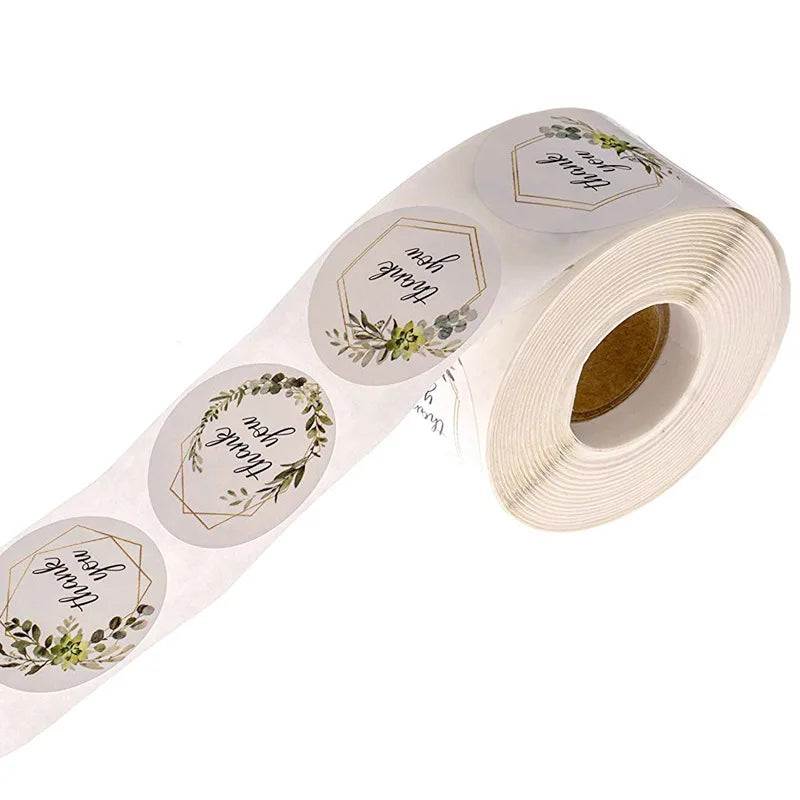 100-500pcs Thank You Round Sticker Scrapbook Envelope Seal Sticker Gift Flower Decoration Stationery Label Stickers