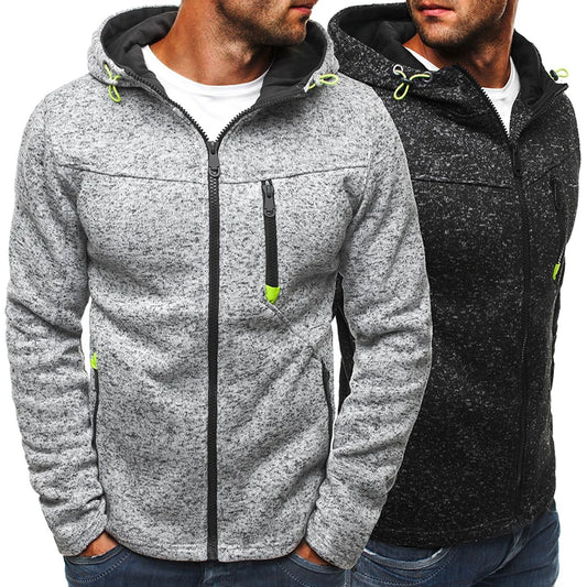 Men's Full Zip Hoodie Solid Color Zipper Hooded Daily Fitness Basic Thin Fleece Hoodies Sweatshirts Long Sleeve Blue Gray Black