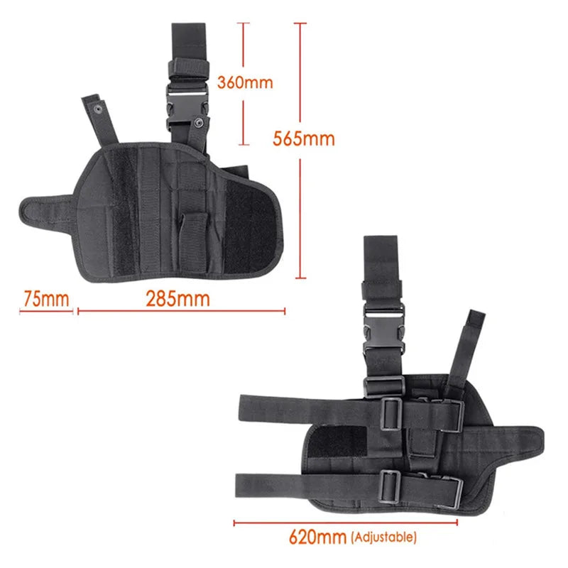 2 Pcs Universal Left Right Hand Gun Holster Adjustable Tactical Drop Leg Thigh Holster with Magazine Pouch