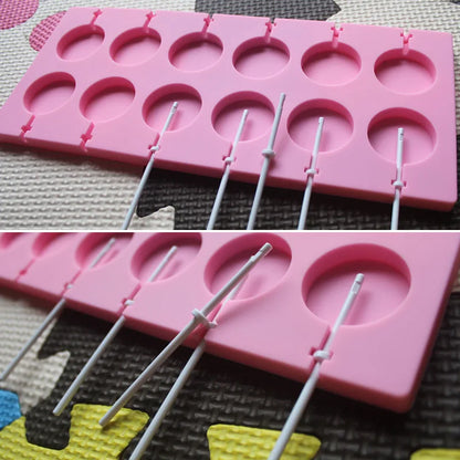 Round Silicone Lollipop Mold – Kids’ DIY Chocolate, Candy & Biscuit Baking Tool