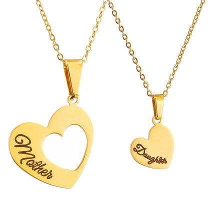 Stainless Steel Necklaces Sliver Color Mother And Daughter Nameplate Pendant Long Necklace Cable Chain Mother's Day Gift Jewelry
