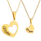 Stainless Steel Necklaces Sliver Color Mother And Daughter Nameplate Pendant Long Necklace Cable Chain Mother's Day Gift Jewelry