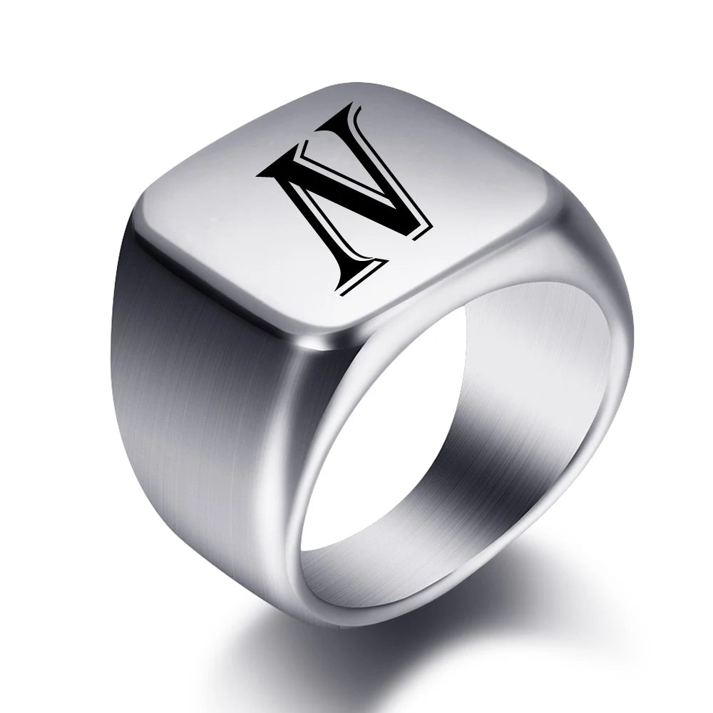 Engraved Stainless Steel Personalized Name Ring