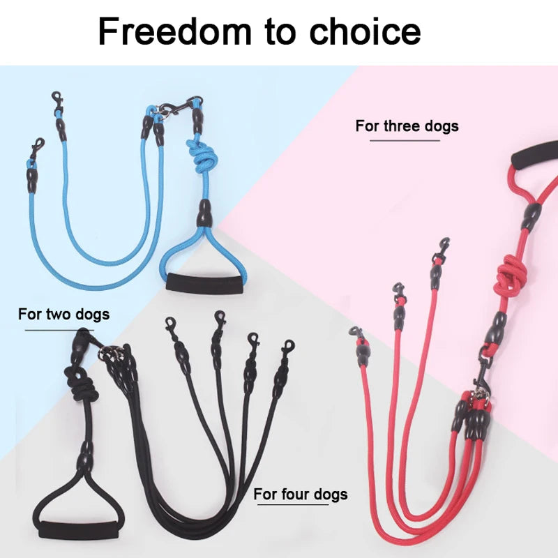 Pet Dog Leash Nylon Rope Double Dual Two Heads Dogs Leash 2 Way Coupler Harness