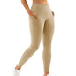 High‑Waist Hip‑Lift Nude Pocket Yoga Pants – Women’s Quick‑Dry Fitness Leggings