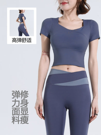 Women’s Quick‑Dry Yoga & Running Suit — Short Sleeve