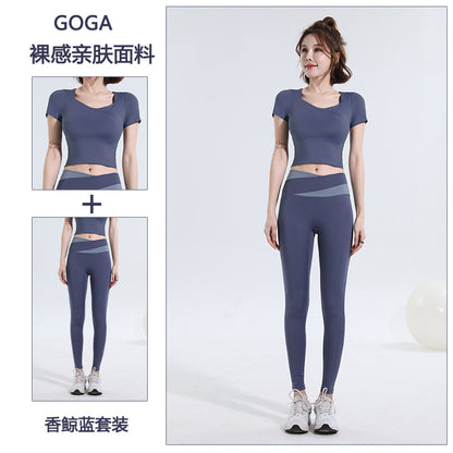 Women’s Quick‑Dry Yoga & Running Suit — Short Sleeve