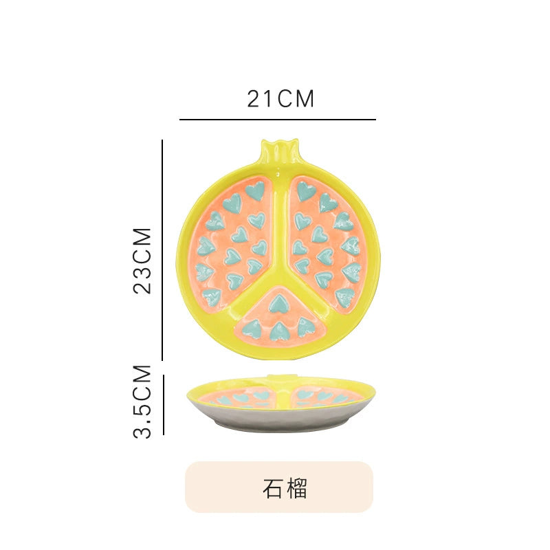 Ceramic Emulation Fruit Shape Plate Hand Painted Underglaze Cute Dessert Pastoral Dish Service Plate