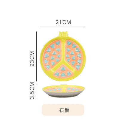 Ceramic Emulation Fruit Shape Plate Hand Painted Underglaze Cute Dessert Pastoral Dish Service Plate