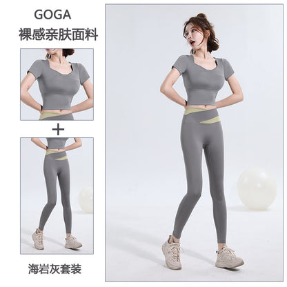 Women’s Quick‑Dry Yoga & Running Suit — Short Sleeve