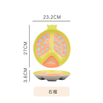 Ceramic Emulation Fruit Shape Plate Hand Painted Underglaze Cute Dessert Pastoral Dish Service Plate