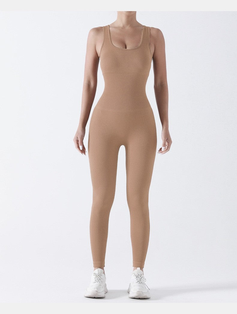 Seamless Women’s Fitness Jumpsuit with Chest Pads
