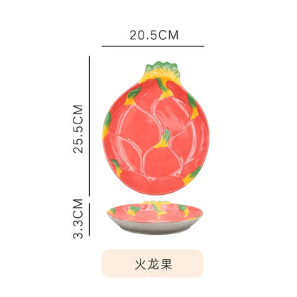 Ceramic Emulation Fruit Shape Plate Hand Painted Underglaze Cute Dessert Pastoral Dish Service Plate