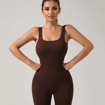 Seamless Women’s Fitness Jumpsuit with Chest Pads