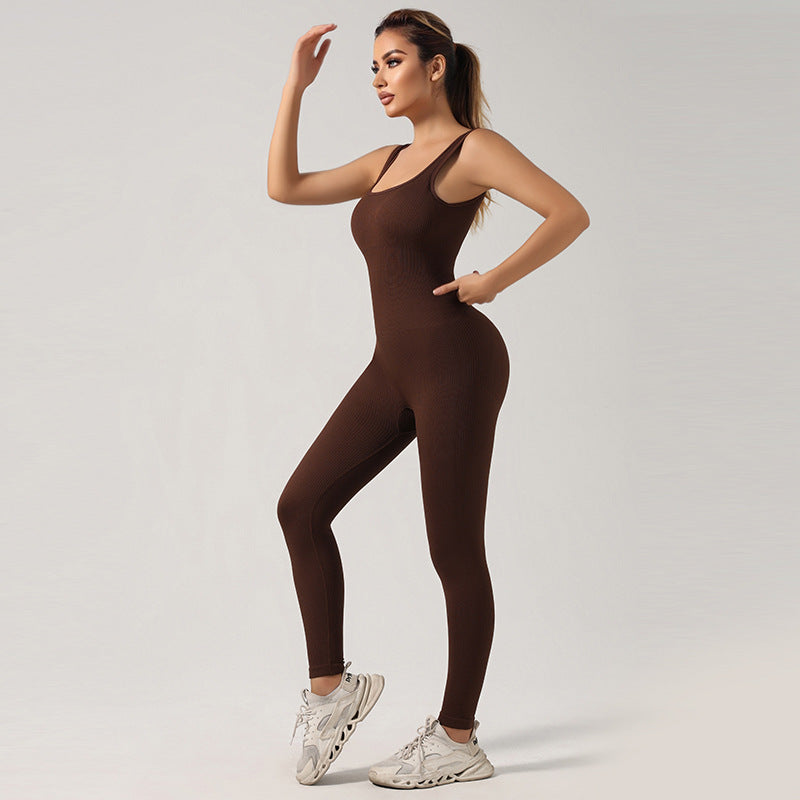 Seamless Women’s Fitness Jumpsuit with Chest Pads