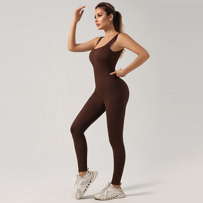 Seamless Women’s Fitness Jumpsuit with Chest Pads