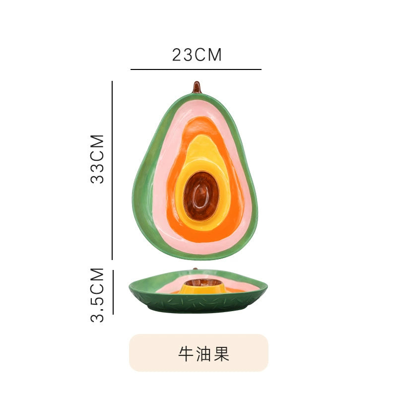 Ceramic Emulation Fruit Shape Plate Hand Painted Underglaze Cute Dessert Pastoral Dish Service Plate